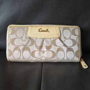 Coach Tan and Yellow Signature Wallet